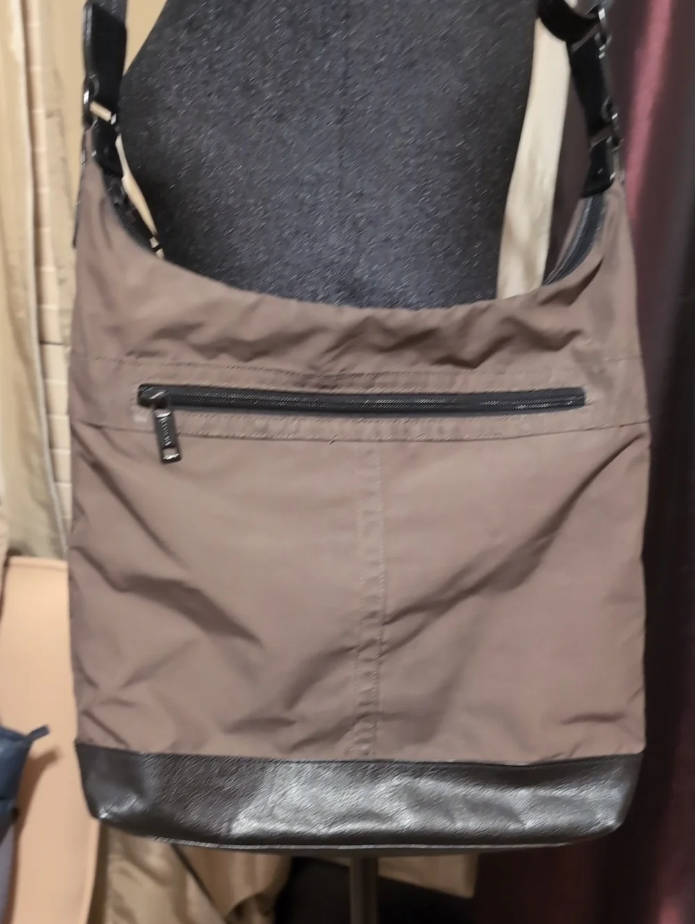 Men's Coach Nylon Army Green  Crossbody Shoulder Bag with Black Trim